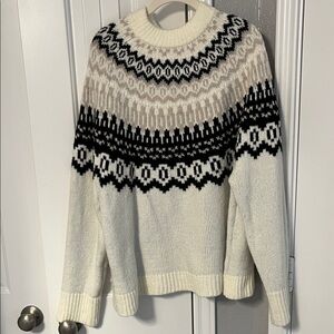 Women's Fair Isle Black and White Patterned Sweater